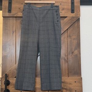 NWT Loft High Rise Wide Leg Herringbone Plaid Cropped Pants Size 10